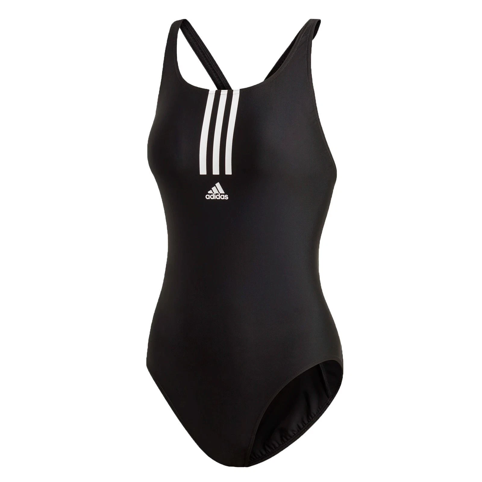 adidas Women's Black Swimsuit 3 Stripes Logo Bathing Suit