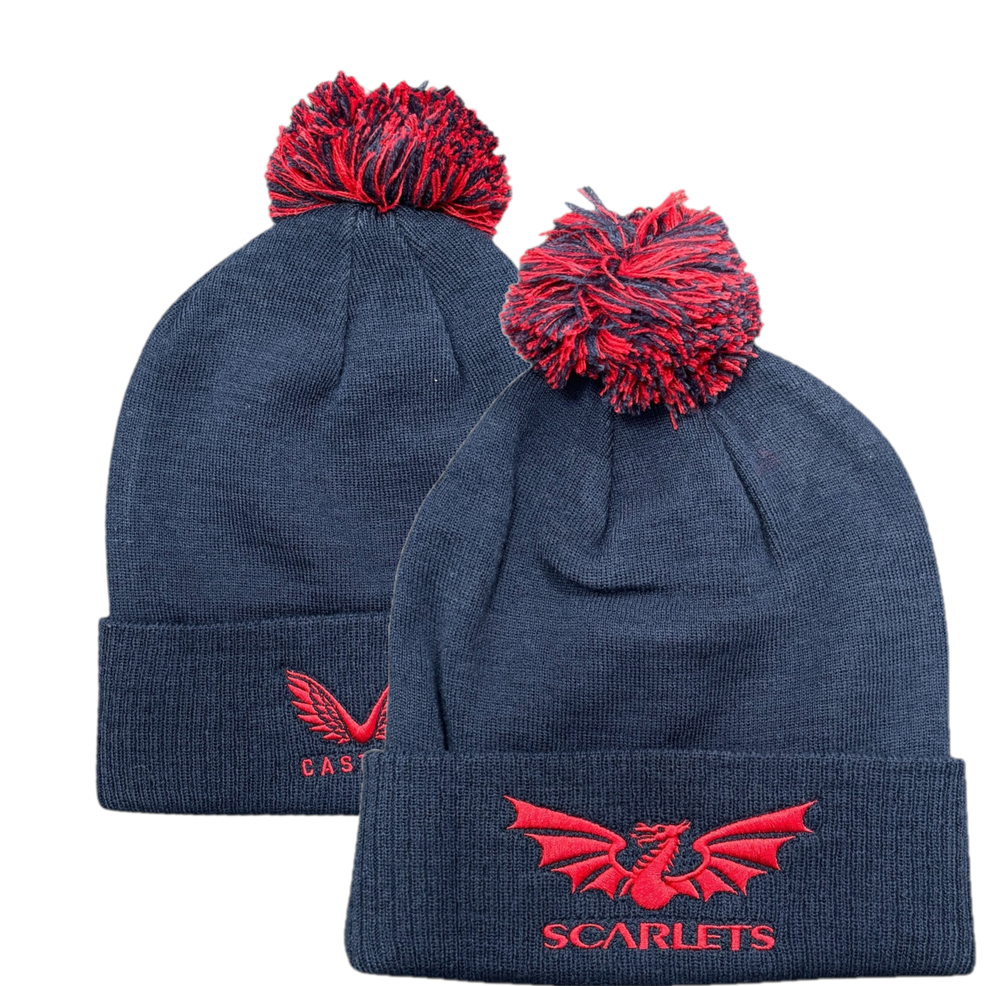 Scarlets Men's Navy Beanie Rugby Club Castore Bobble Beanie