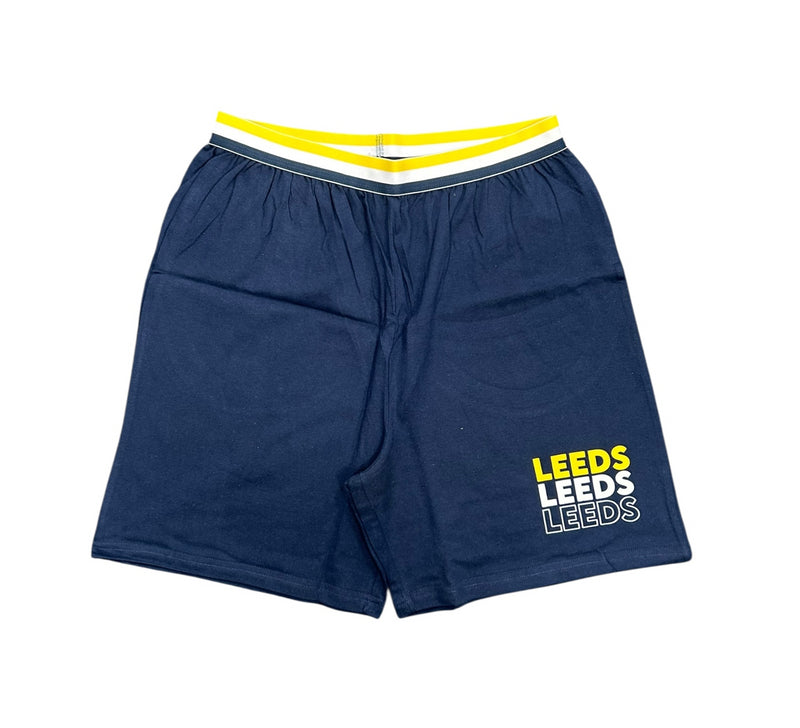 Leeds United Pyjama Set Men's Football Stripe Short PJ Set