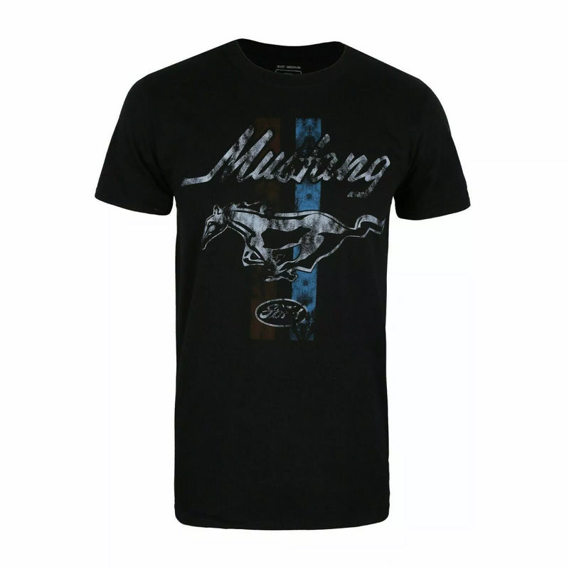 Ford Mustang Men's T-Shirt Stripes Black Top