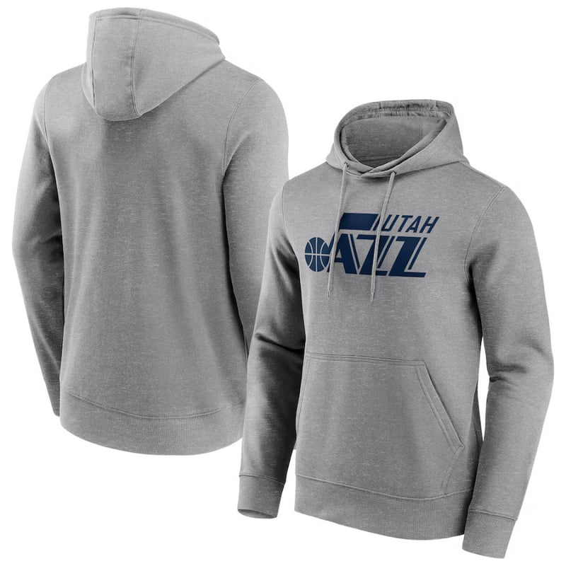 Utah Jazz Men's Hoodie NBA Grey Mono Logo Graphic Hoodie