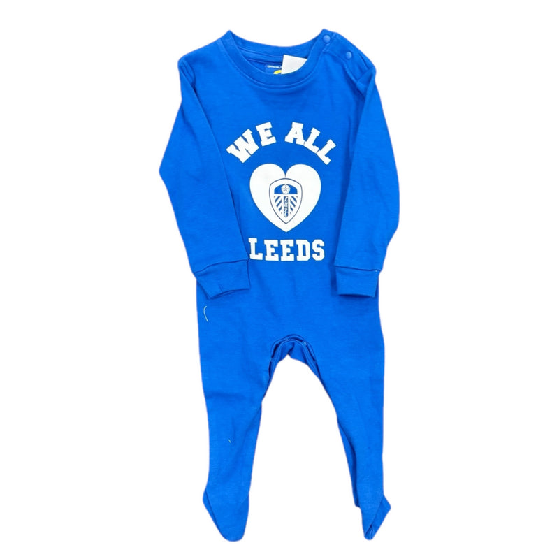Leeds United Babygrow Football White/Blue Sleepsuit