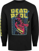 Deadpool Black T-Shirt 90s Arm Men's LS Top
