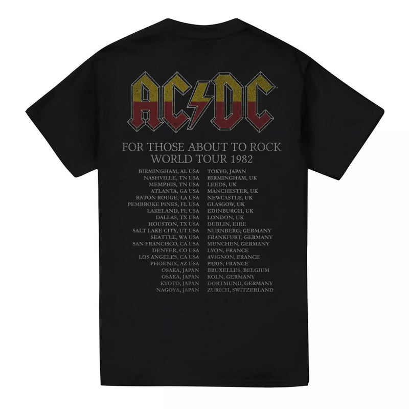 AC/DC Men's Black T-Shirt For Those About To Rock 1982 Tour Top