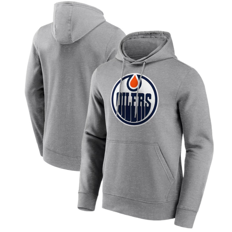 Edmonton Oilers Men's Hoodie NHL Grey Logo Graphic Hoodie
