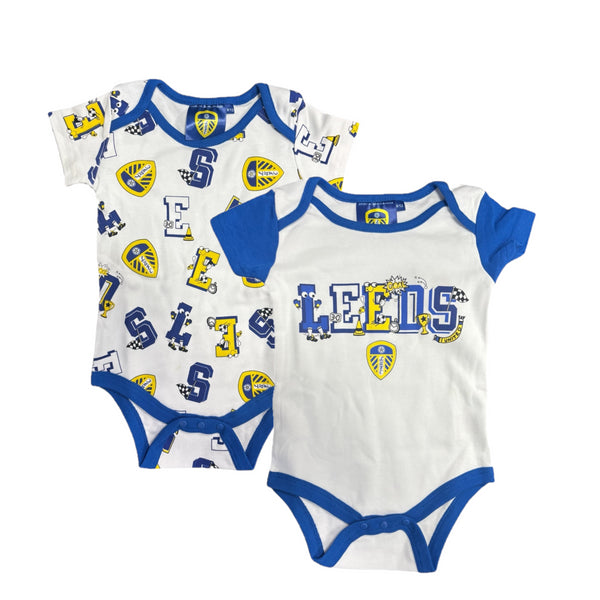 Leeds United Baby Set Football White 2Pk Set