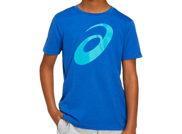 Asics Kid's Training T-Shirt Blue Big Spiral SS Top
