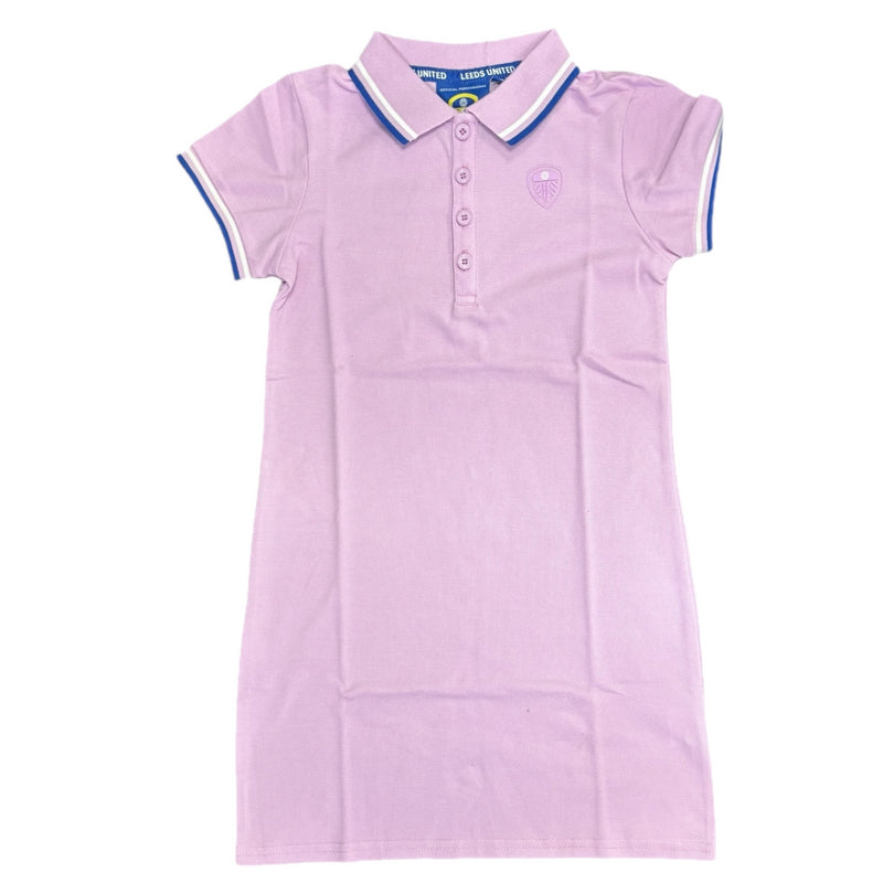 Leeds United Polo Dress Girls Football Lilac Dress