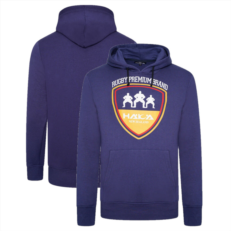 Haka New Zealand Hoodie Men's Rugby Heritage Shield Navy Top