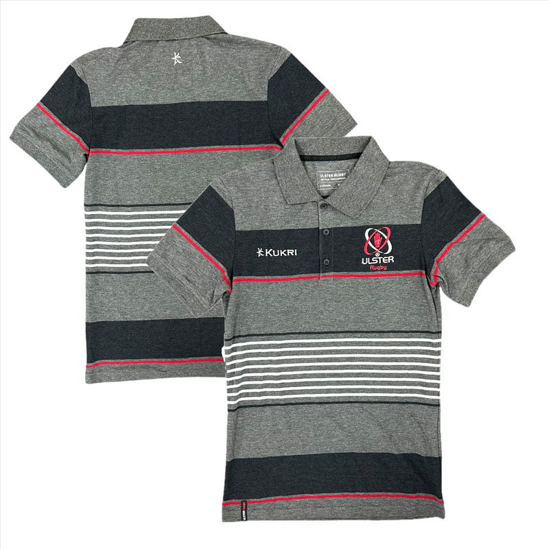 Ulster Rugby Men's Polo Kukri Grey & Red Polo Shirt