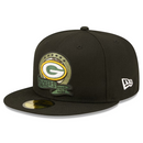Green Bay Packers Cap Adult NFL New Era Black Fitted Hat