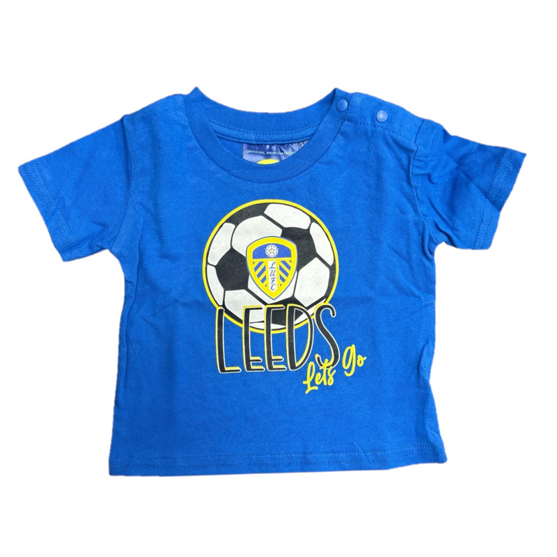 Leeds United Baby T-Shirt Football Blue/White 2Pk Top