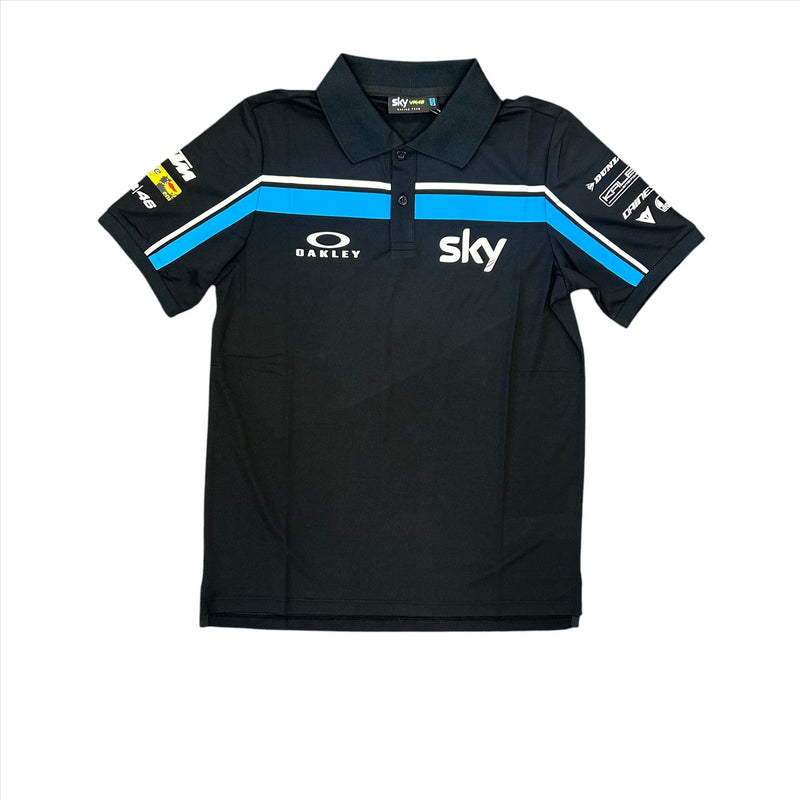 Team Sky Men's Polo MotoGP Black Short Sleeve Polo Shirt