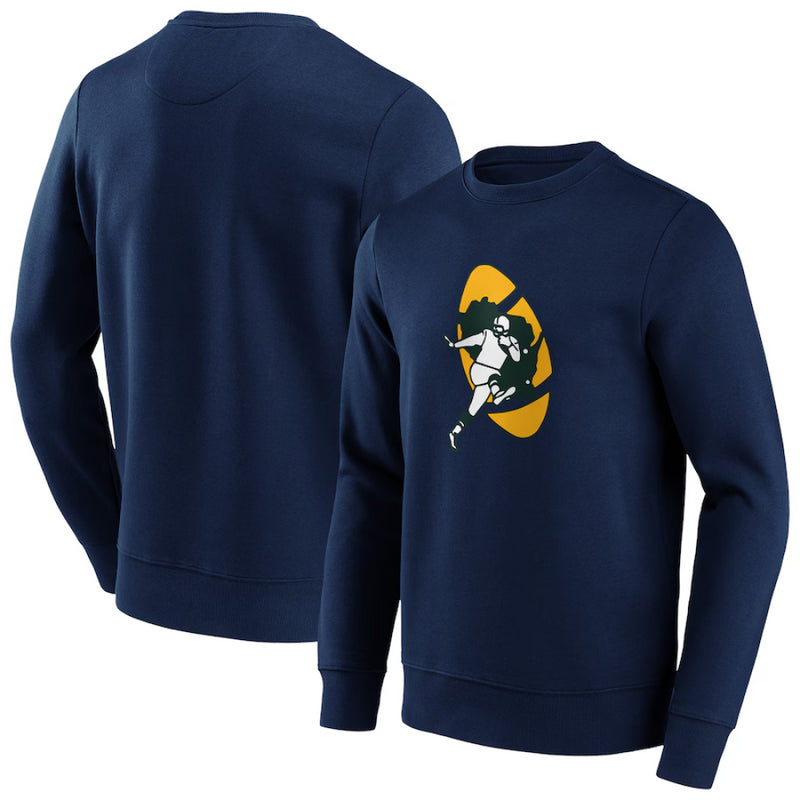 Green Bay Packers Sweatshirt Men's NFL Classic Logo Navy Sweatshirt