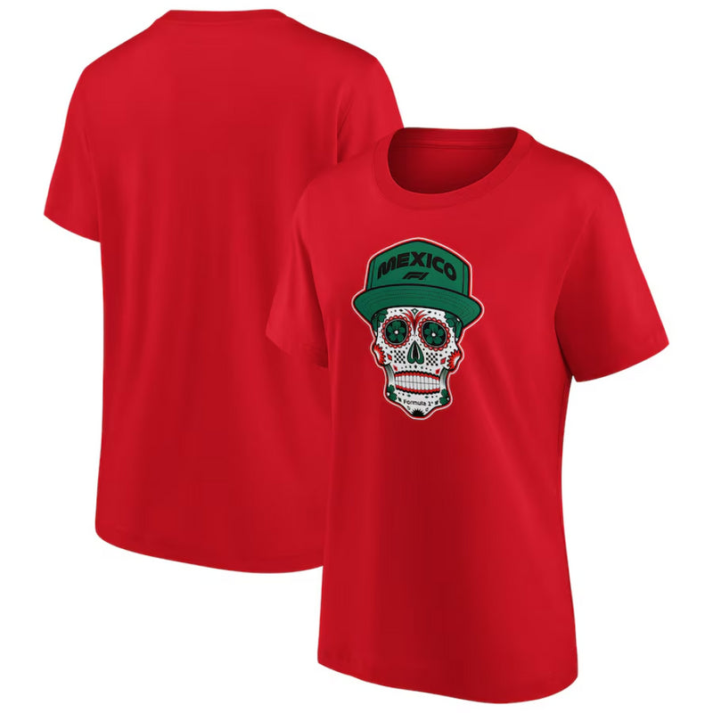 Formula 1 Women's T-Shirt F1 Mexico Skull Graphic Top