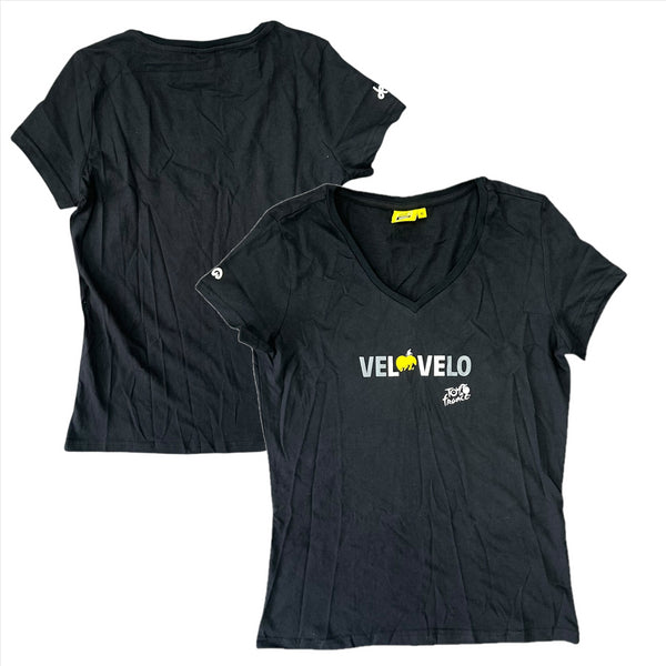 Tour De France T-Shirt Women's Cycling Black Velovelo T-Shirt