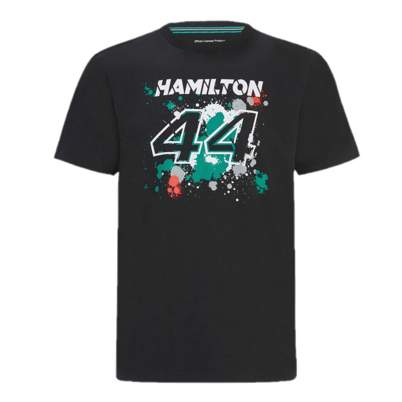 Mercedes Men's F1 T-Shirt Lewis Hamilton 44 Black T-Shirt