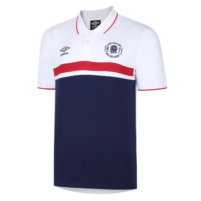 England Rugby Men's Polo Umbro Colour Block Polo Shirt