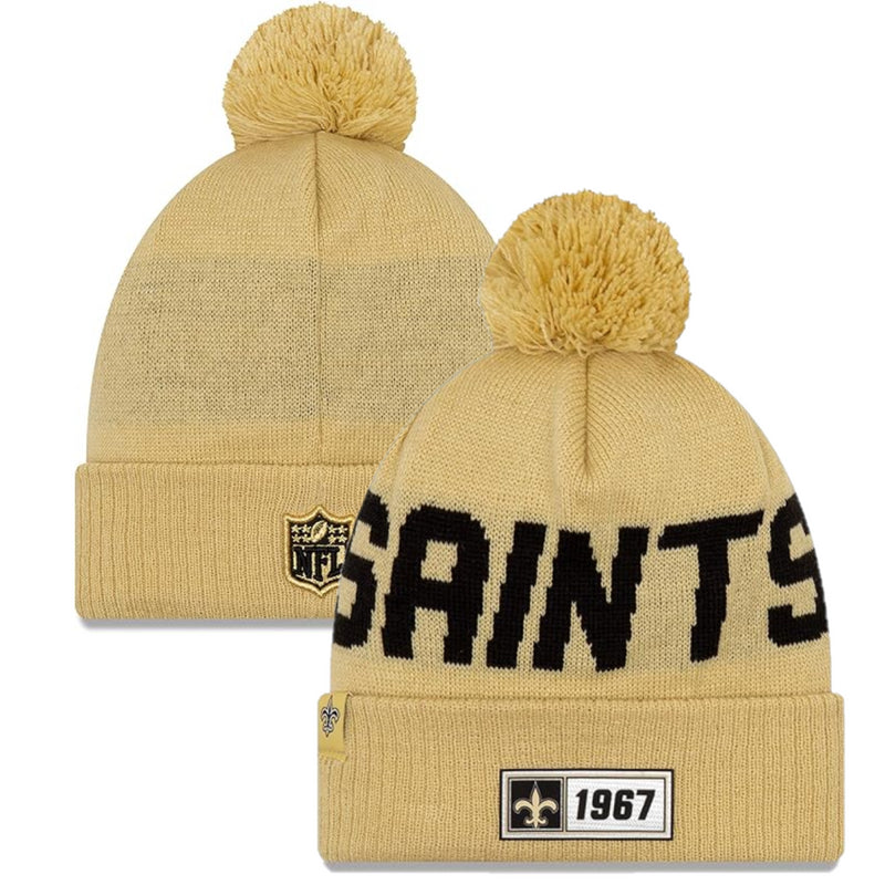 New Orleans Saints Beanie Adult New Era Sideline Gold Hat