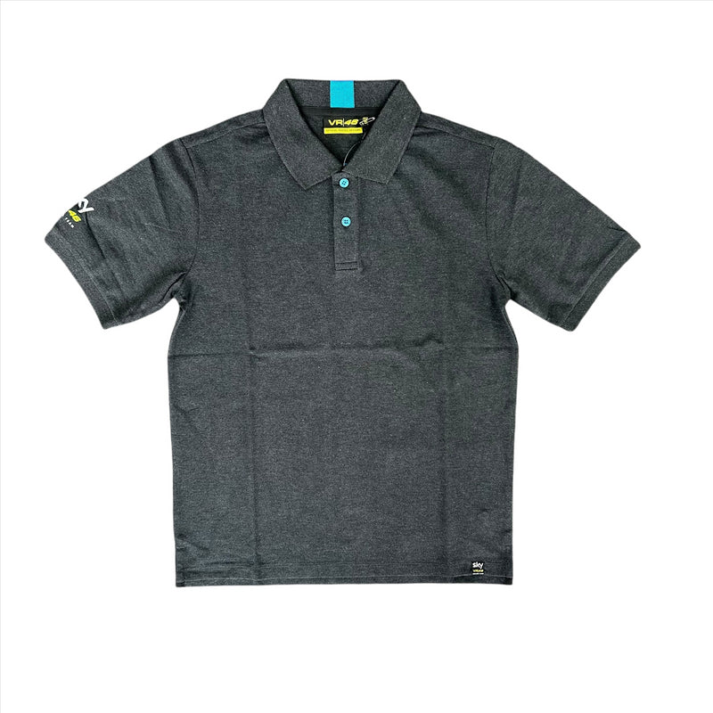 Team Sky Men's Polo MotoGP Vr46 Grey Short Sleeve Polo Shirt