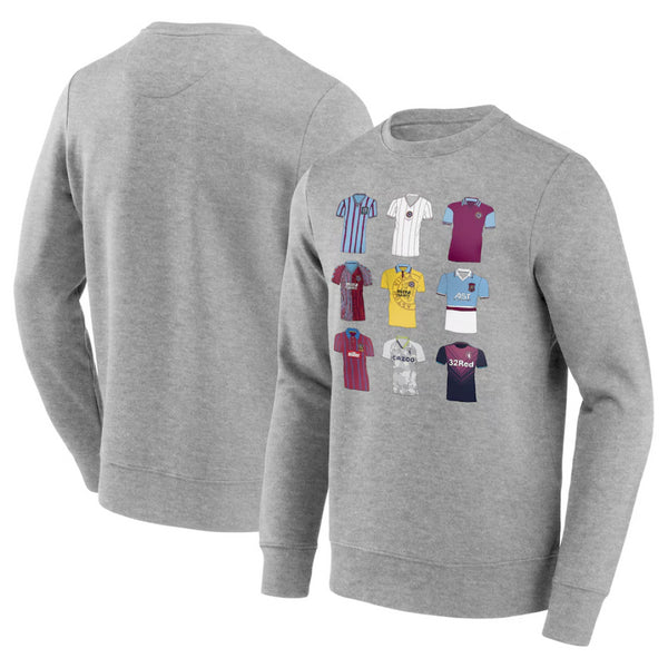 Aston Villa Men's Graphic Sweatshirt Football History Of Kits Top