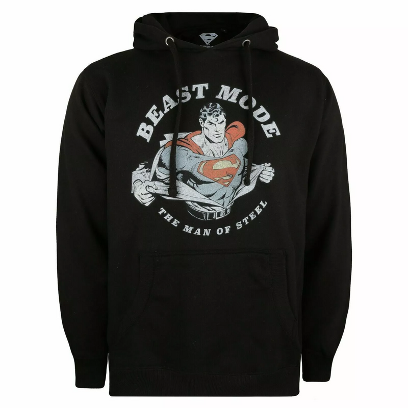 Superman DC Comics Hoodie Men's Beast Mode Black Top