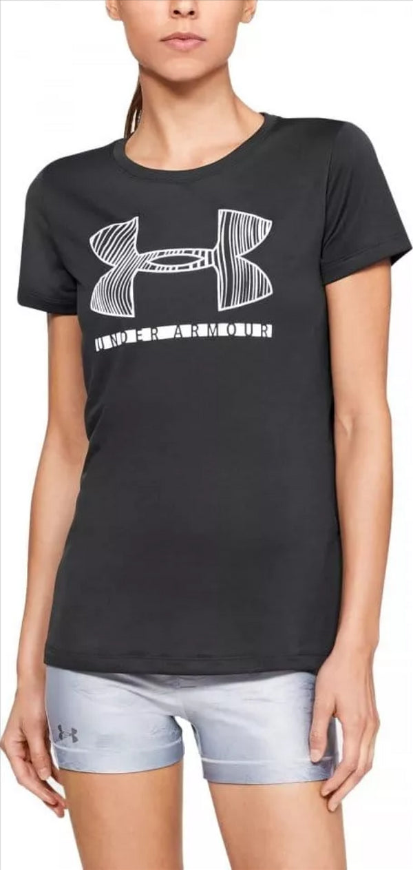 Under Armour Black T-Shirt Women's Gym Tech SSC Top