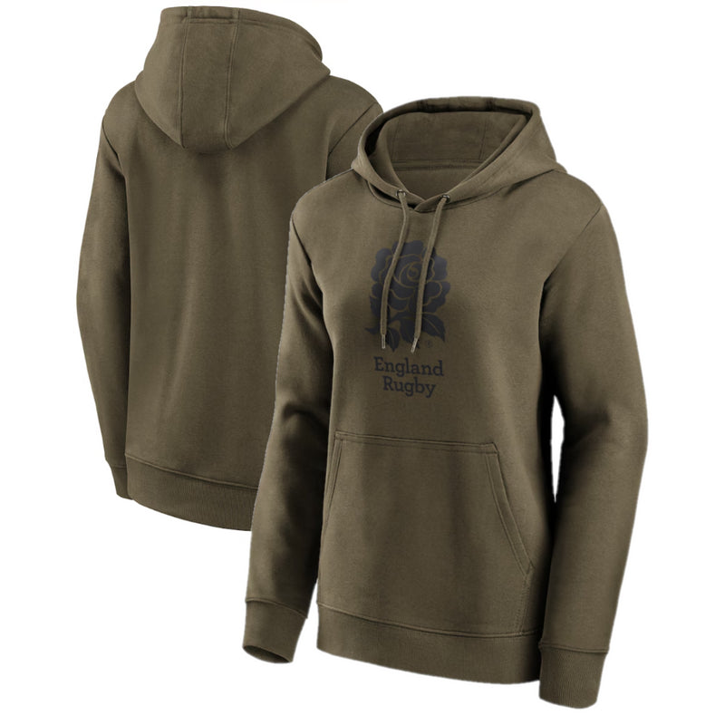 England Rugby Women's Hoodie Khaki Mono Logo Graphic Hoodie