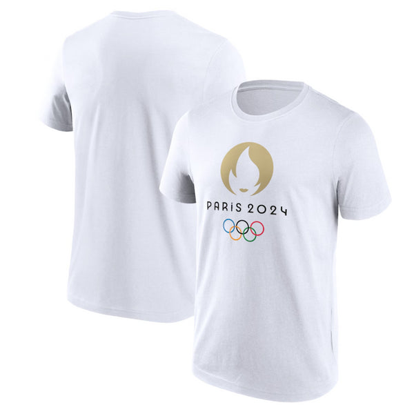 Paris Olympics T-Shirt Men's Pop Out Logo Graphic White Top
