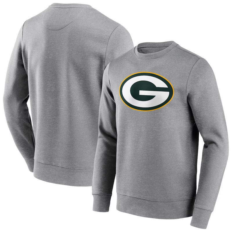 Green Bay Packers Sweatshirt Men's NFL Logo Grey Sweatshirt