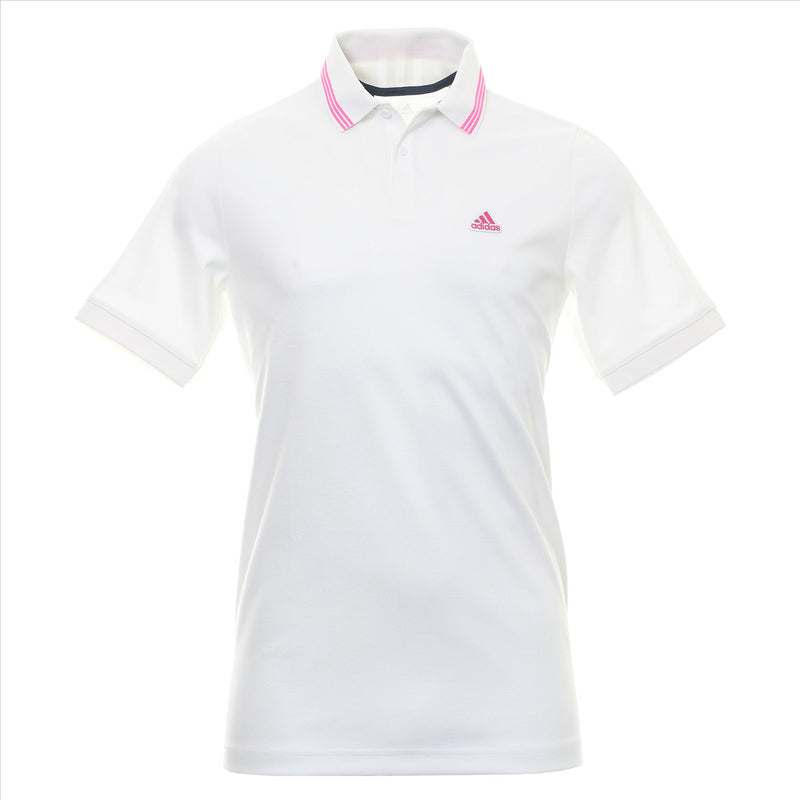 adidas Men's Polo Shirt Golf Go-To Primegreen White/Pink Top
