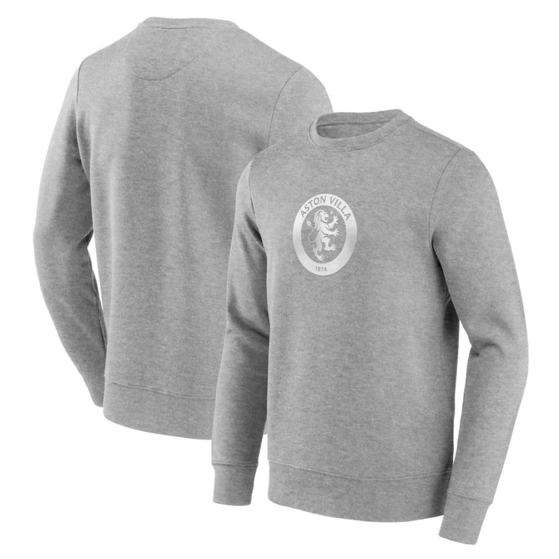 Aston Villa Men's Sweatshirt Football Mono Logo Grey Top