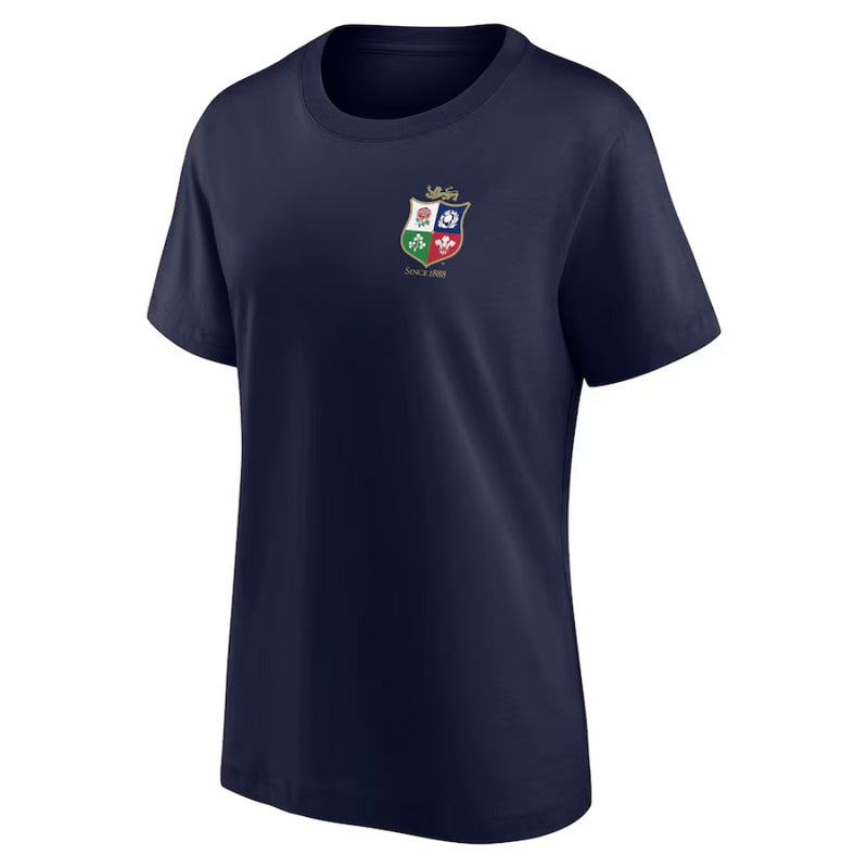 British & Irish Lions T-Shirt Women's Rugby Small Crest Navy Top