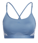 adidas Women's Sports Bra Blue React Training 3 Stripes Bra