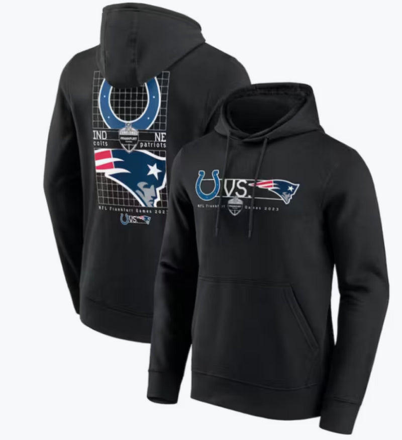 Colts Vs Patriots Men's Hoodie NFL Match Up Black Hoodie