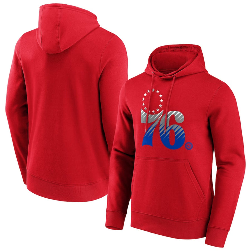 Philadelphia 76ers NBA Hoodie Men's Fade Graphic Logo Red Top