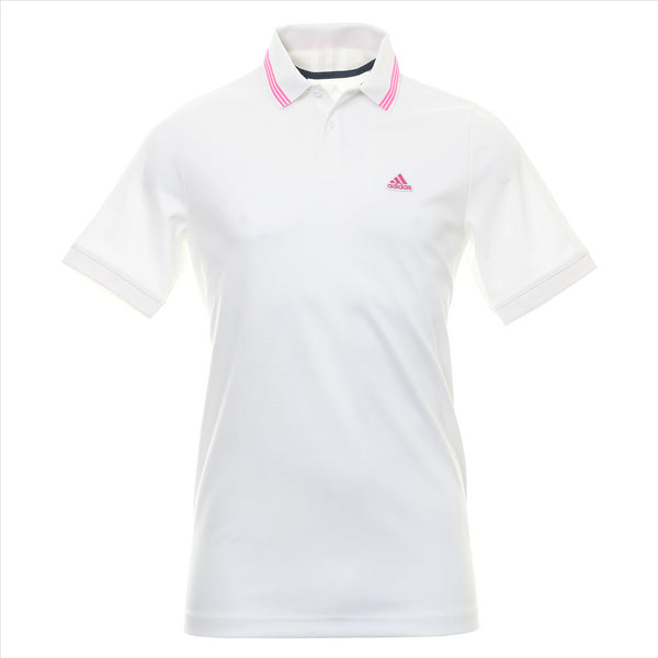 adidas Men's Polo Shirt Golf Go-To Primegreen White/Pink Top
