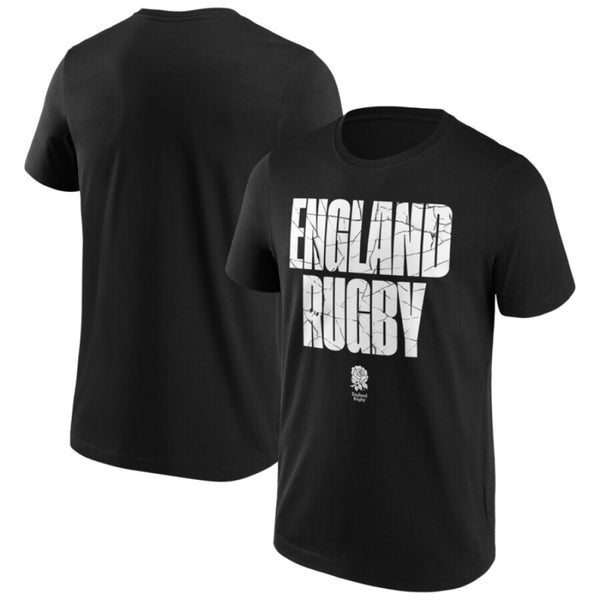 England Rugby Men's T-Shirt Black Wordmark Graphic Top