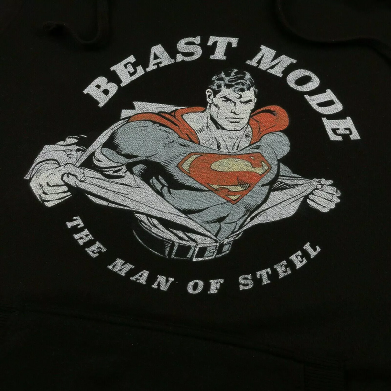 Superman DC Comics Hoodie Men's Beast Mode Black Top