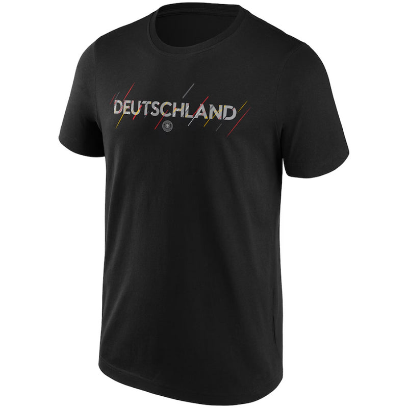 Germany Men's Football T-Shirts Etch Wordmark Graphic Black Top