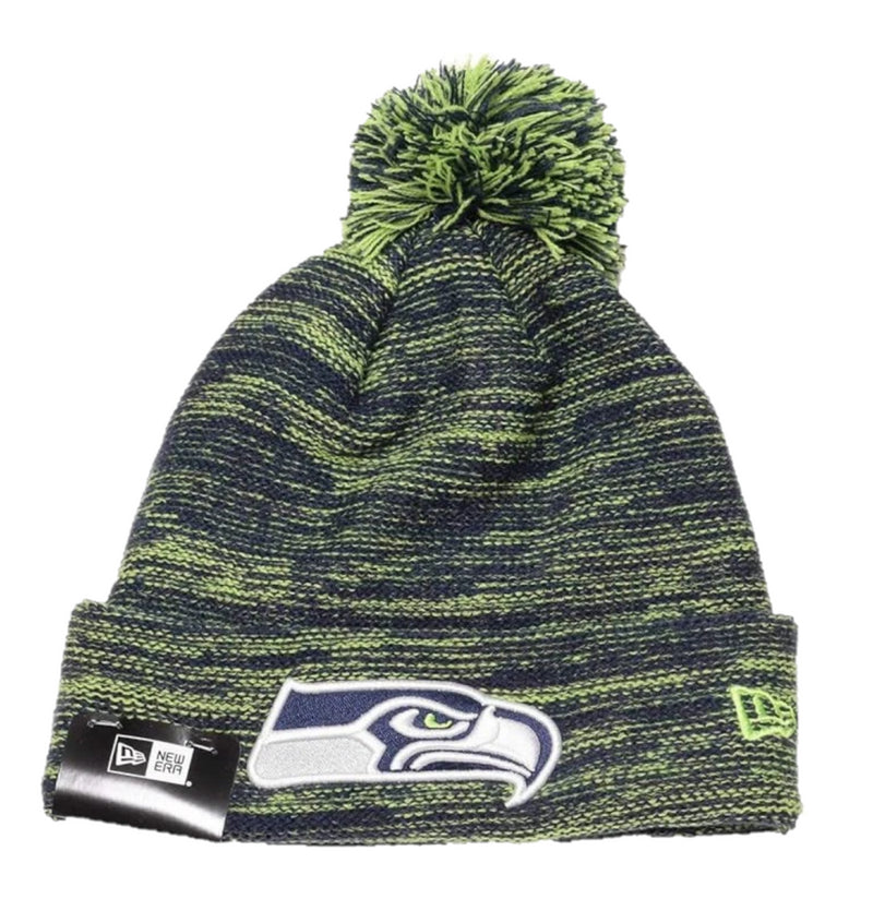 Seattle Seahawks Adult Beanie New Era Green/Blue Bobble Hat