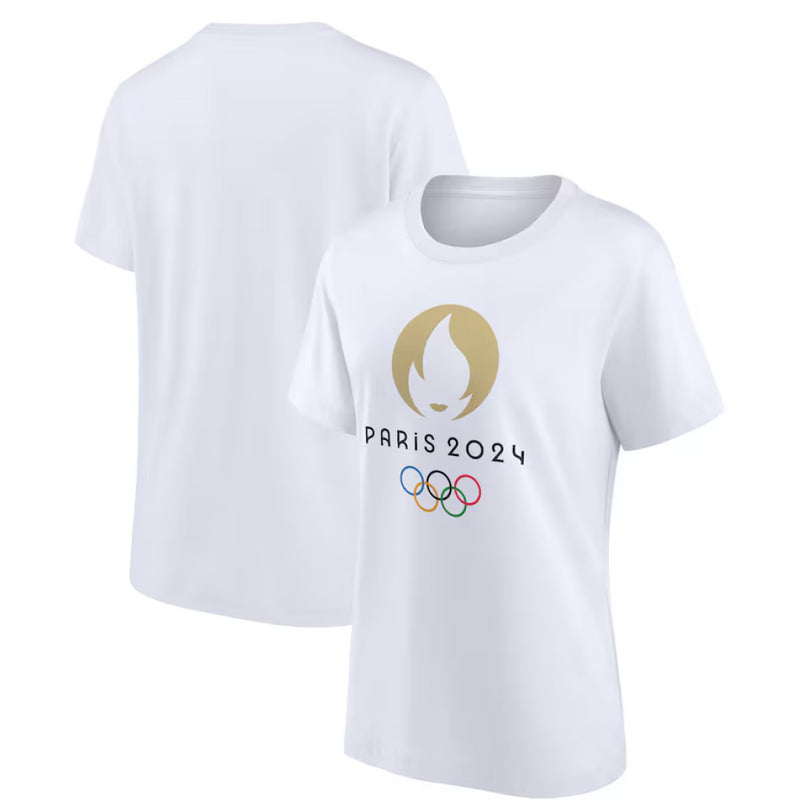 Paris Olympics Women's T-Shirt Primary Logo Graphic White Top