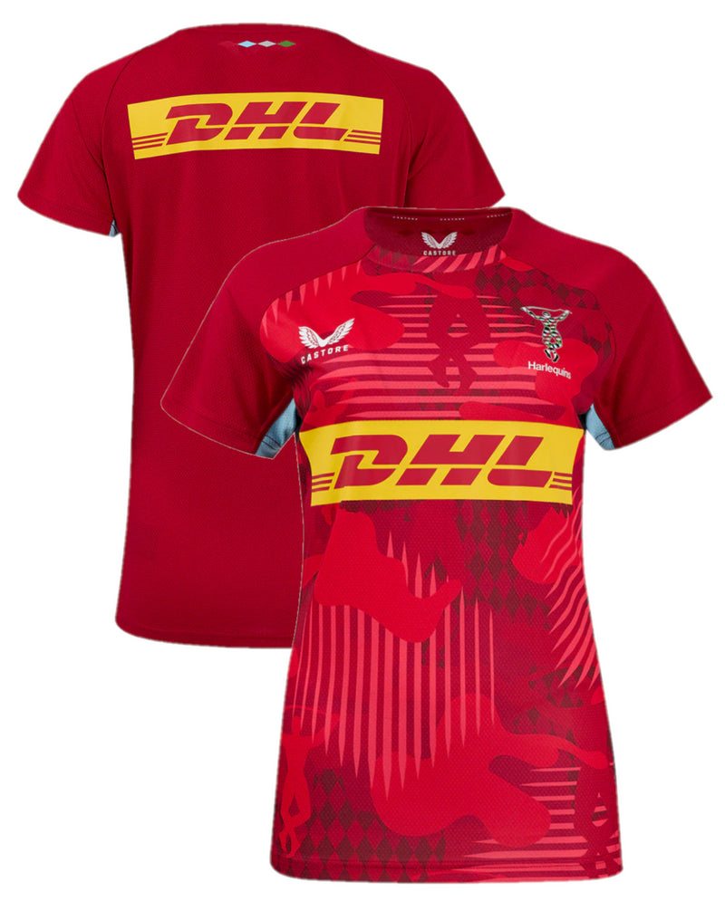 Harlequins Women's Rugby T-Shirt Castore Red Matchday Top