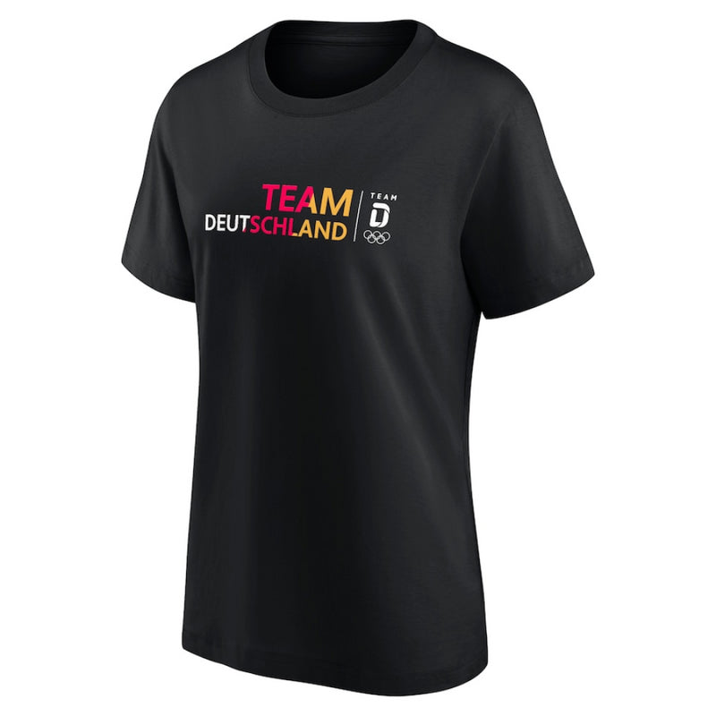 Team D Women's T-Shirt Olympics Black Wordmark Graphic Top