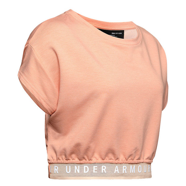 Under Armour Pink T-Shirt Women's Gym Fleece Crop Top