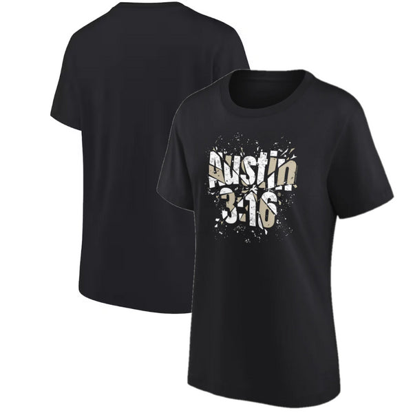 Steve Austin Women's T-Shirt WWE Black Shattered Logo T-Shirt