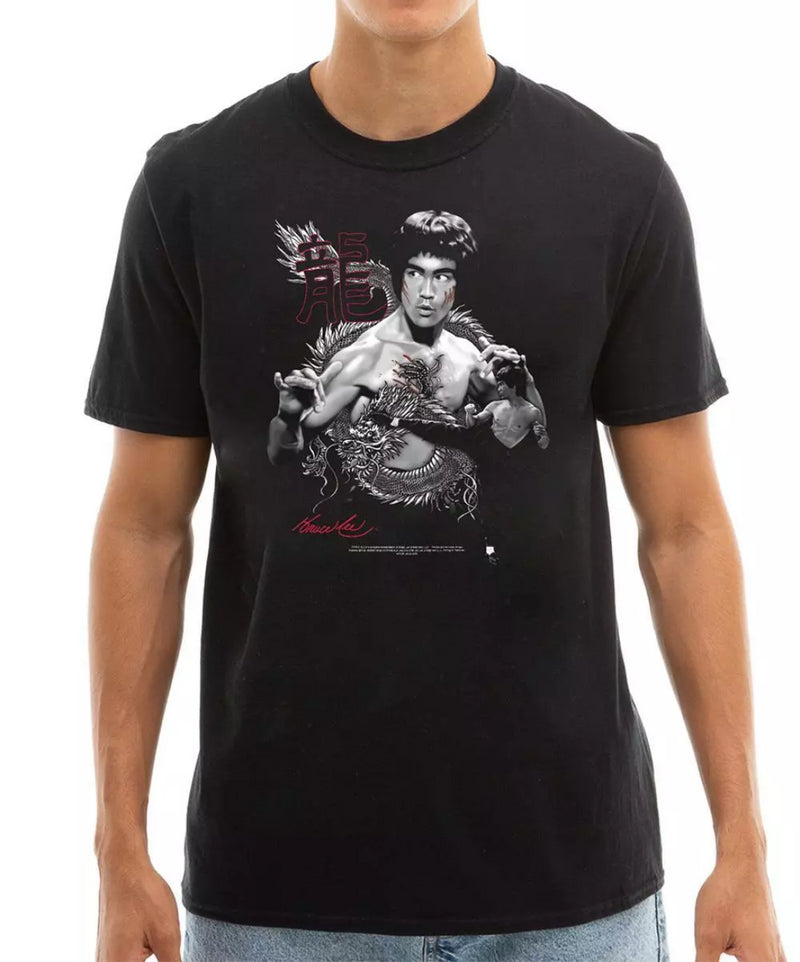 Bruce Lee Men's T-Shirt Dragon Black Top