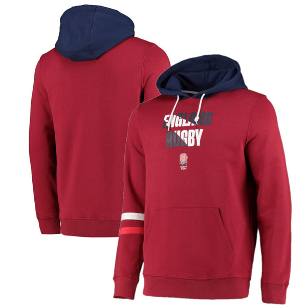 England Rugby Men's Hoodie Claret Cut & Sew Contrast Hoodie