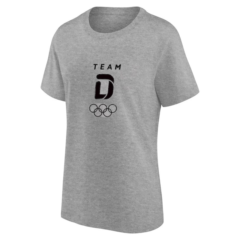 Team D Women's T-Shirt Olympics Grey Mono Logo Graphic Top