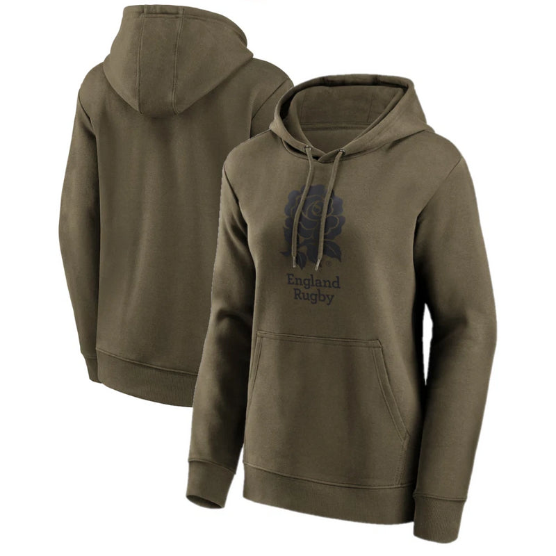 England Rugby Graphic Hoodie Women's Khaki Mono Logo
